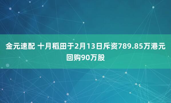 金元速配 十月稻田于2月13日斥资789.85万港元回购90万股
